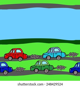 Seamless pattern of baby car