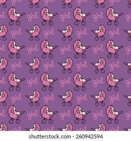seamless pattern with baby carriage