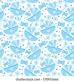 Seamless pattern with baby carriage