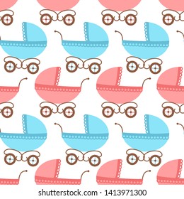 seamless pattern with baby carriage - vector illustration, eps