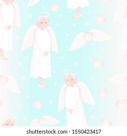 seamless pattern for baby clothes with cute angel	