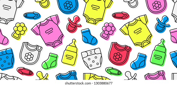 Seamless pattern with Baby clothes. isolated on white background