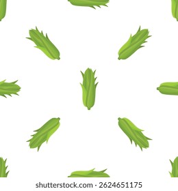 Seamless pattern with baby corn cobs growing on white background, perfect for healthy food and vegan concepts