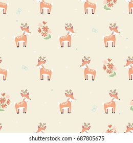 Cute Christmas Holidays Cartoon Seamless Pattern Stock Vector (Royalty ...