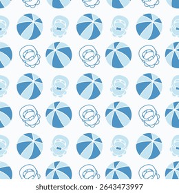 Seamless pattern with baby elements. Ball and blue pacifier. White background