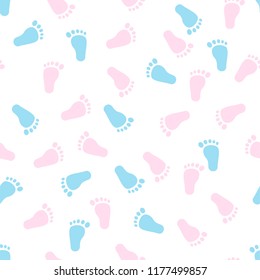 Seamless pattern with baby footprint, background, texture. vector illustration.