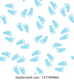 Seamless pattern with baby footprint, background, texture. vector illustration.