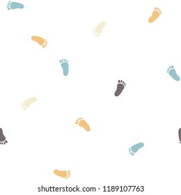 Seamless pattern with baby footprint, background, texture. vector illustration.