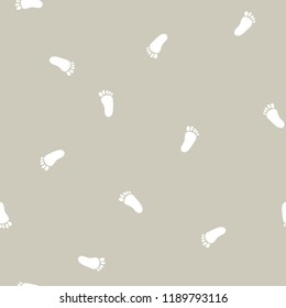 Seamless pattern with baby footprint, background, texture. vector illustration.