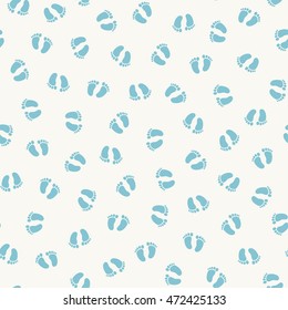 Seamless Pattern of Baby Footprints in Pairs.