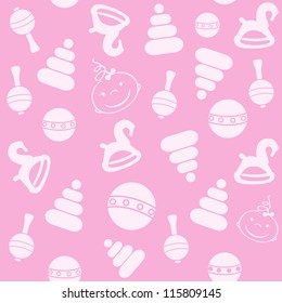 Seamless pattern with baby girl arrival background
