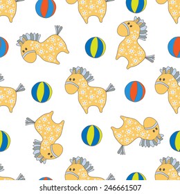 Seamless pattern with baby horses.