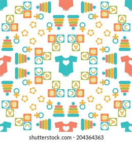 Seamless pattern of baby icons 