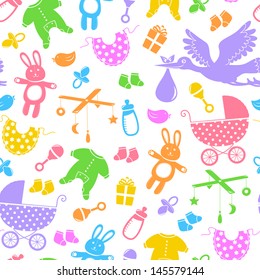 seamless pattern with baby items