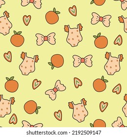 seamless pattern baby jumpsuit and orange free vector
