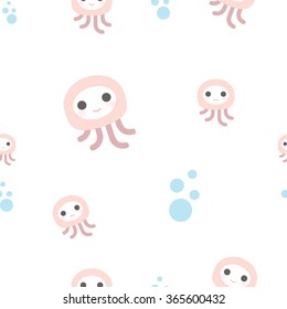 Seamless pattern, baby octopus
