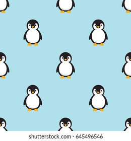 Seamless pattern Baby Penguin Cute Penguin cartoon flat design vector illustration.
