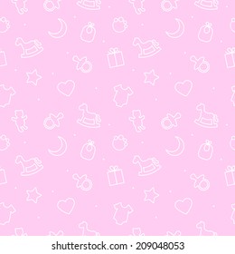 Seamless pattern baby set on pink