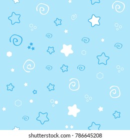 Seamless pattern baby set on blue background.