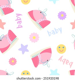 seamless pattern baby shoes with laces