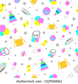 Seamless Pattern Baby Stuff for Background, Paper Wrap, Banner, curtain, etc
