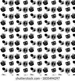 Seamless pattern of baby utensils on white background for wrapping paper, website etc.