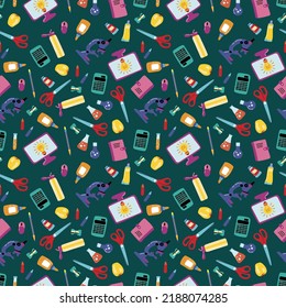 Seamless pattern back to school. Design for fabric, textile, wallpaper, packaging.	