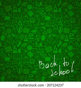 Seamless pattern back to school on a green background