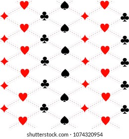 Seamless pattern of back side design playing cards. Vector illustration on white background. Web site page and mobile app design.