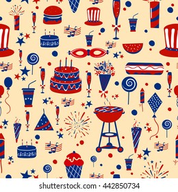 Seamless pattern background for 4th of July Independence Day of America in vector