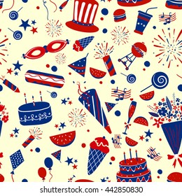 Seamless pattern background for 4th of July Independence Day of America in vector