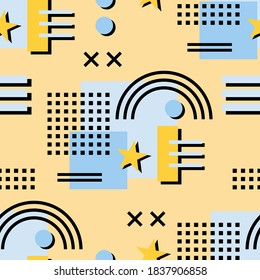 Seamless pattern background 80s, 90s. Vector illustration