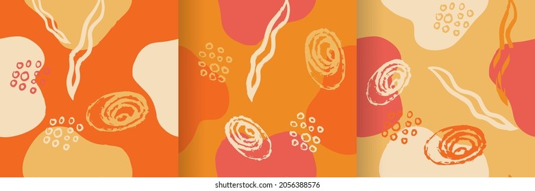 Seamless pattern background with abstract brush, doodle, organic shapes. Vector illustration for fashion cloth, cover, banner, flier, and much more
