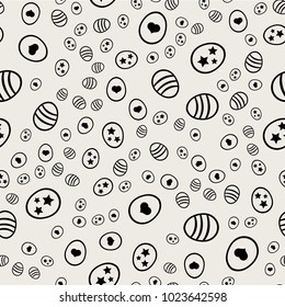Seamless pattern background. Abstract and Classical concept. Geometric creative design stylish theme. Illustration vector. Black and white color.  Easter egg with heart shape for Easter day