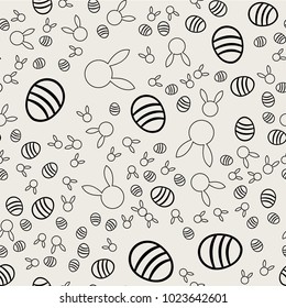 Seamless pattern background. Abstract and Classical concept. Geometric creative design stylish theme. Illustration vector. Black and white color. Rabbit and Easter egg shape for Easter day