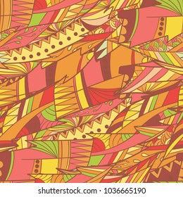 Seamless pattern background  with abstract colorful feather. 