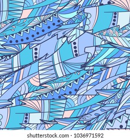 Seamless pattern background  with abstract colorful feather. 