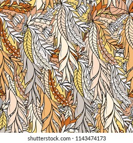Seamless pattern background with abstract colorful leaves.