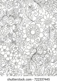 Seamless pattern, background with abstract decorative summer flowers