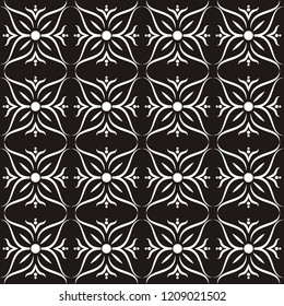 Seamless pattern background with abstract elements, black-white illustration