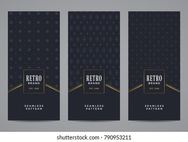 Seamless pattern background. Abstract geometric textures. Stylish decorative label set. 
