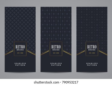 Seamless pattern background. Abstract geometric textures. Stylish decorative label set. 