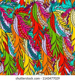 Seamless pattern background with abstract leaves.