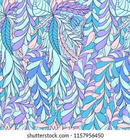 Seamless pattern background with abstract leaves and flowers