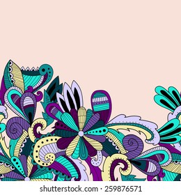 Seamless pattern background with abstract ornaments. Hand draw illustration