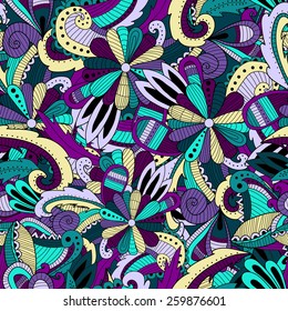 Seamless pattern background with abstract ornaments. Hand draw illustration