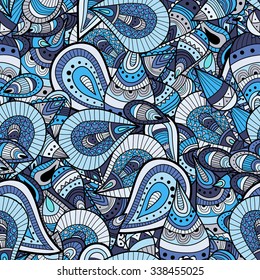 Seamless pattern background with abstract ornaments. Hand draw illustration
