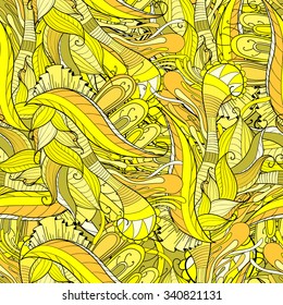 Seamless pattern background with abstract ornaments. Hand draw illustration