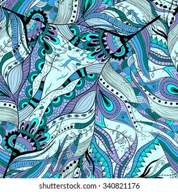 Seamless pattern background with abstract ornaments. Hand draw illustration