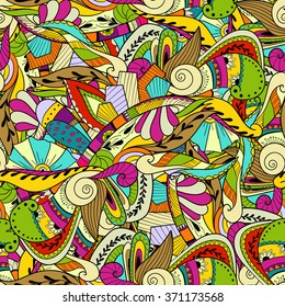 Seamless pattern background with abstract ornaments. Hand draw illustration